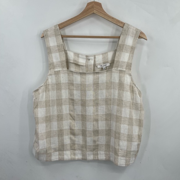 NWT Madewell Top Linen-Blend Sunside Button-Back Top Size 14 - Picture 3 of 6